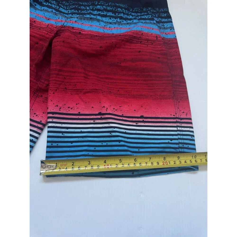 Wonder Nation Boys XL 14-16 Swim Trunks Board Shorts Red Blue Striped Beach
